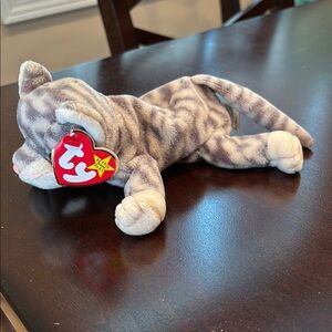 Ty Gray and Cream Striped Stuffed Cat